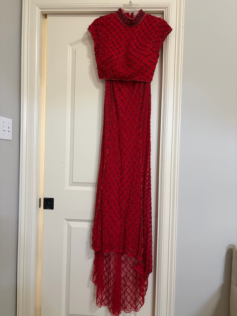 Sherri Hill Red Beaded Two-Piece Prom Dress